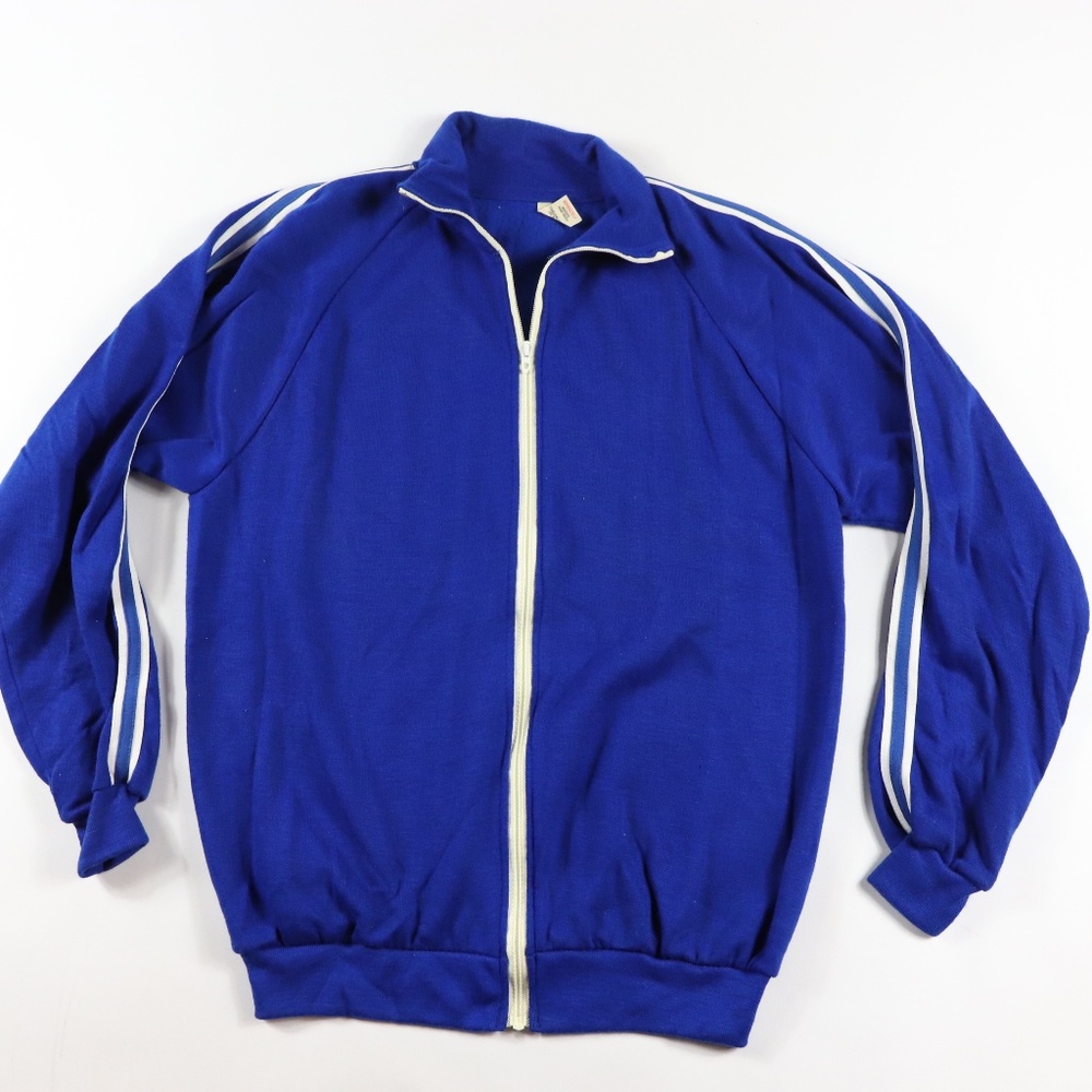 70s New Soffe Mens Large Track Warm Up Jacket Blue